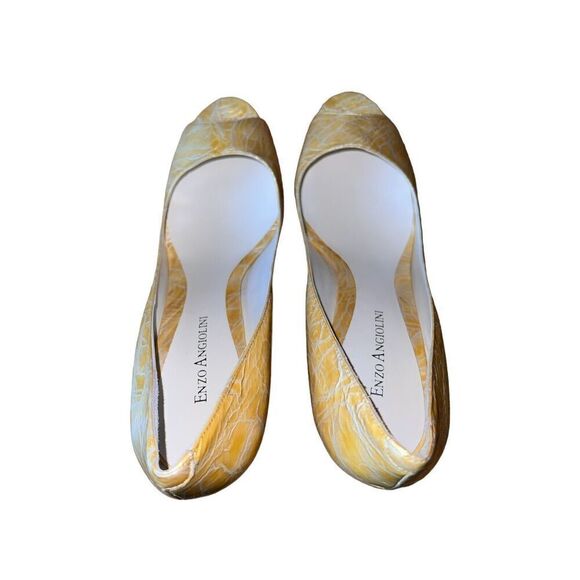 Enzo Angiolini Maylie Medium Beige Patent Leather Peep Toe Heel Womens Sz 10 NEW - Picture 5 of 11